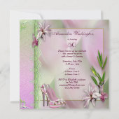 Bezaubernder Schuh-, Magnolien-u. Fan-50. Einladung (Rückseite)