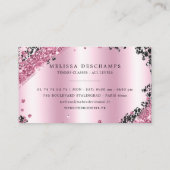 Bezaubernder schwarzer rosa Glitzer peitscht Visitenkarte (Rückseite)