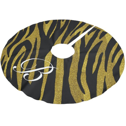 Bezaubernder schwarzer Zebra-Streifen-u. Polyester Weihnachtsbaumdecke (Schrägansicht)