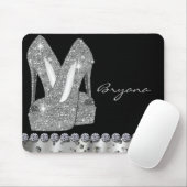Bezaubernder silberner Glitzer-hohe Mousepad (Mit Mouse)