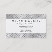 Bezaubernder silberner Glitzer-Zickzack Geschäft Visitenkarte (Rückseite)