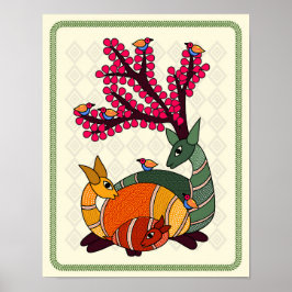 Bezaubernder Stag: Madhubani Art Poster