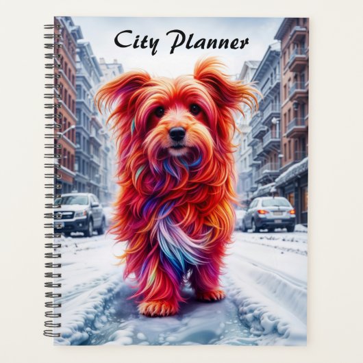 Bezaubernder Straßenhund in frostiger Winterstadt Planer (Vorderseite)