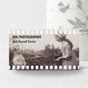 Bezaubernder Vintage-Hundefotograf mit QR-Code Visitenkarte