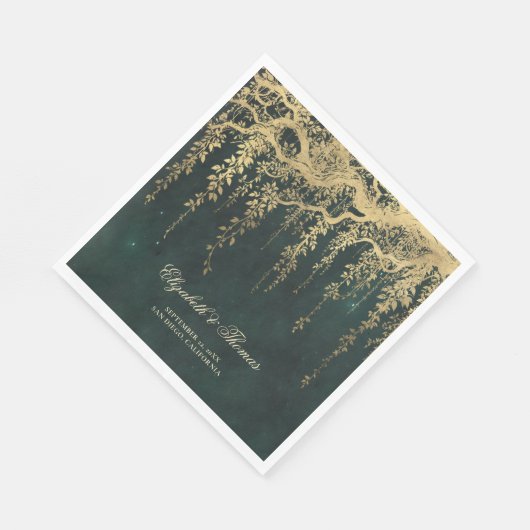 Bezaubernder Wald Magischer Goldschinken Serviette (Ecke)