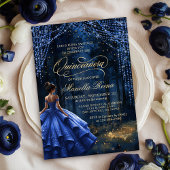 Bezaubernder Wald Royal Blue Quinceañera Einladung