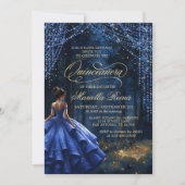 Bezaubernder Wald Royal Blue Quinceañera Einladung (Vorderseite)