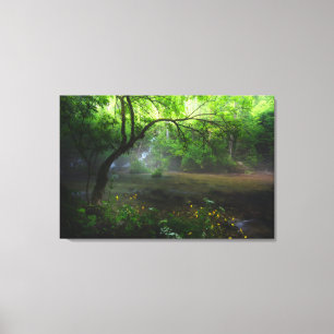 Bezaubernder Wald und Wasserfall Leinwanddruck