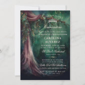 Bezaubernder Wald Veil Fairytale Kirche Quinceañer Einladung (Vorderseite)