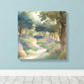 Bezaubernder Wasserfarbenweg durch üppige Wälder Leinwanddruck (Insitu (Holzboden))