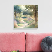 Bezaubernder Wasserfarbenweg durch üppige Wälder Leinwanddruck (Insitu (Wohnzimmer))