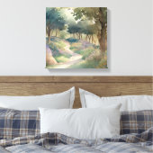 Bezaubernder Wasserfarbenweg durch üppige Wälder Leinwanddruck (Insitu (Schlafzimmer))