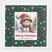 Bezaubernder Weihnachts-Schneemann mit Schneeflock Serviette (Vorderseite)