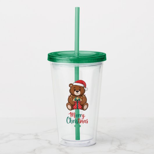 Bezaubernder Weihnachtsbär Acryltrinkbecher (Vorderseite)