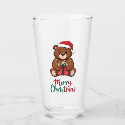 Bezaubernder Weihnachtsbär Glas (Vorderseite)
