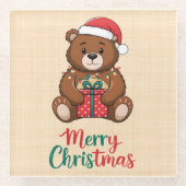 Bezaubernder Weihnachtsbär Glasuntersetzer (Vorderseite)