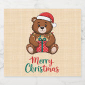 Bezaubernder Weihnachtsbär Schaumweinetikett (Einzelnes Label)