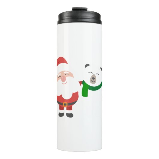 Bezaubernder Weihnachtsmann mit Eisbär Thermosbecher (Vorderseite)