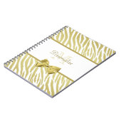Bezaubernder Weißund Goldzebra-Druck mit Namen Notizblock (Linke Seite)