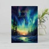 Bezaubernder Winter | Hochzeit der Nordlichter Folieneinladung (Stehend vorne)