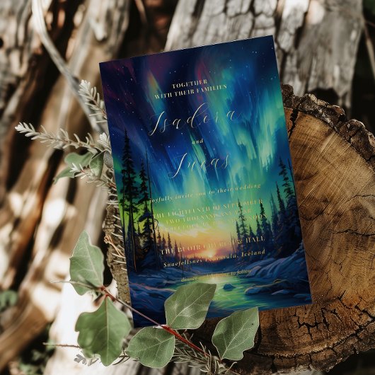 Bezaubernder Winter | Hochzeit der Nordlichter Folieneinladung