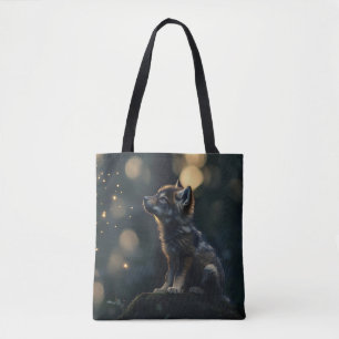 Bezaubernder Wolf, der Fireflies beobachtet Tasche