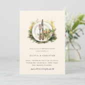 Bezauberndes Abendessen im Wasserfarbenwald Boho P Einladung (Stehend Vorderseite)