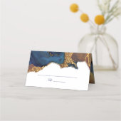 Bezauberndes Abstraktes Blue Gold Platzkarte (Vorderseite)