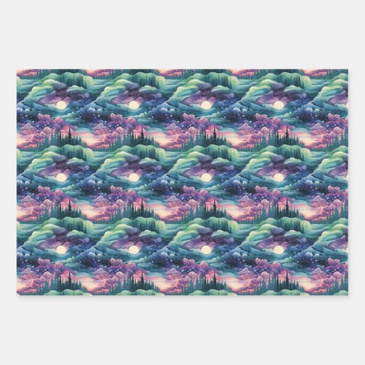 Bezauberndes Aurora Wonderland: Winterdesign Geschenkpapier Set (Vorderseite 2)