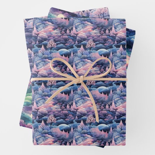 Bezauberndes Aurora Wonderland: Winterdesign Geschenkpapier Set (Beispiel)