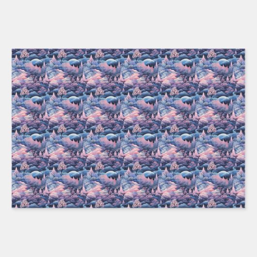 Bezauberndes Aurora Wonderland: Winterdesign Geschenkpapier Set (Vorderseite)