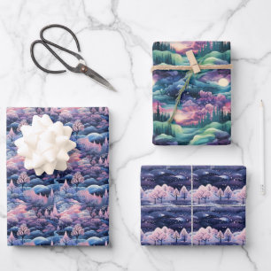 Bezauberndes Aurora Wonderland: Winterdesign Geschenkpapier Set
