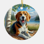 Bezauberndes Beagle-Andenken Keramik Ornament (Vorne)