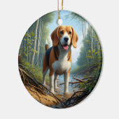 Bezauberndes Beagle-Andenken Keramik Ornament (Links)