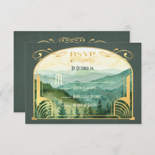 Bezauberndes Bergwald Jugendstil-UAWG Einladung (Vorne/Hinten)