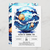 Bezauberndes Blaues Wasser zum Geburtstag Einladung (Vorne/Hinten)