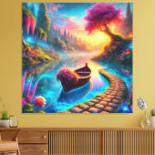 Bezauberndes Blumenboot auf Serene Waters Fantasy Leinwanddruck (Insitu (Wohnzimmer))