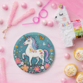 Bezauberndes Blumenhorn Pony Pappteller (Party)