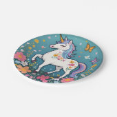 Bezauberndes Blumenhorn Pony Pappteller (Schrägansicht)