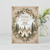 Bezauberndes Boho Forest Teepee Sleepover Party Einladung (Stehend Vorderseite)