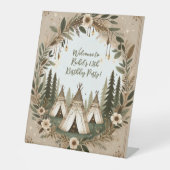 Bezauberndes Boho Forest Teepee Sleepover Party Sockelschild (Vorderseite)