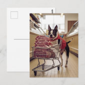 Bezauberndes Boston Terrier Shopping für Fleisch Postkarte (Vorne/Hinten)