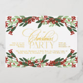 Bezauberndes botanisches Elegance Weihnachts-Party Folieneinladung (Vorderseite)