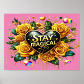 Bezauberndes Bouquet mit goldenen Rose und Herz24x Poster (Vorne)