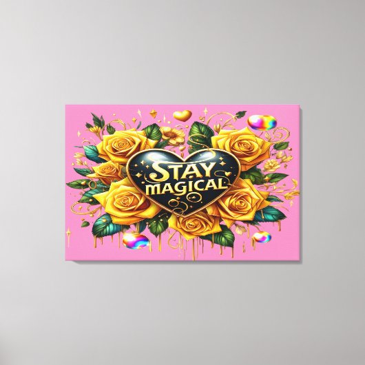 Bezauberndes Bouquet mit goldenen Rose und Herz36x Leinwanddruck (Vorderseite)