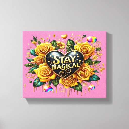 Bezauberndes Bouquet mit goldenen Rose und Herz 10 Leinwanddruck (Vorderseite)