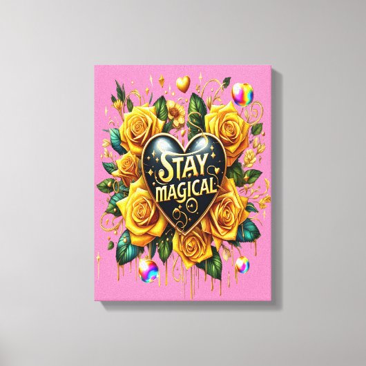 Bezauberndes Bouquet mit goldenen Rose und Herz 12 Leinwanddruck (Vorderseite)