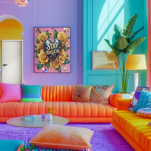 Bezauberndes Bouquet mit goldenen Rose und Herz 12 Poster