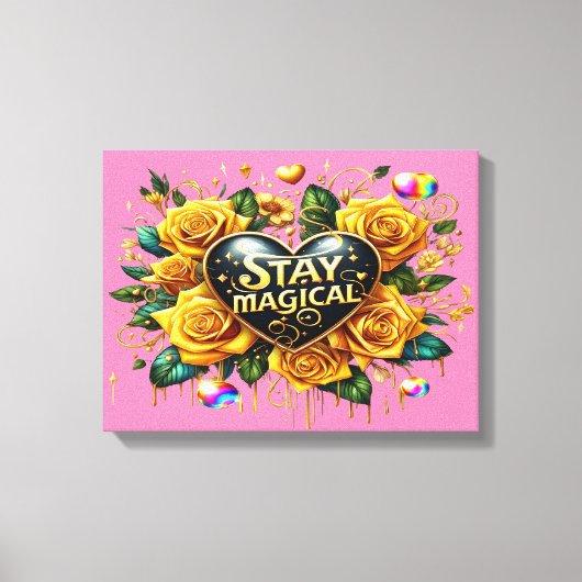 Bezauberndes Bouquet mit goldenen Rose und Herz 16 Leinwanddruck (Vorderseite)