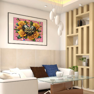 Bezauberndes Bouquet mit goldenen Rose und Herz 16 Poster